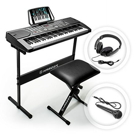 Keyboard Letter Keys - Hamzer 61 Key Portable Electronic Keyboard Piano with Stand, Stool, Headphones & Microphone
