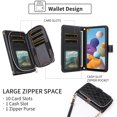 thumbnail image 5 of Dswteny Argyle Wallet Case for Samsung Galaxy A21S with Wrist Strap Shoulder Strap, Zipper Purse PU Leather Flip Credit Card Holder Stand Accessories Cell Phone Cover for A 21S Women Girls Black, 5 of 8