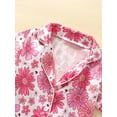 thumbnail image 4 of Caoirhny Kids Girls Pajamas Set, Flower Print Short Sleeve Turn-down Collar Tops with Elastic Waist Shorts Sleepwear, 4 of 9