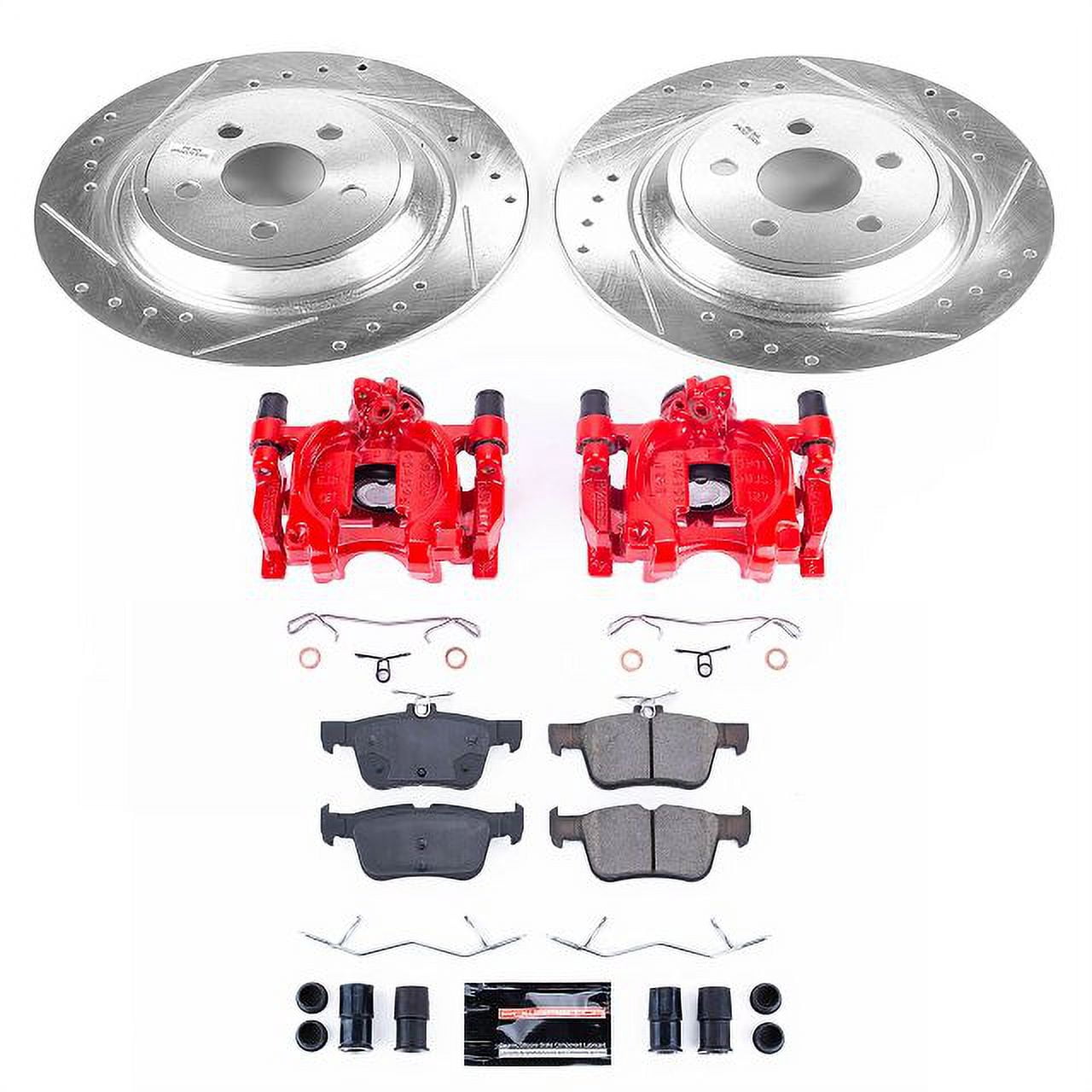 PowerStop Rear Z23 Evolution Sport Brake Pad and Rotor Kit with Red Powder Coated Calipers Fits: LINCOLN Select Models KC7144A