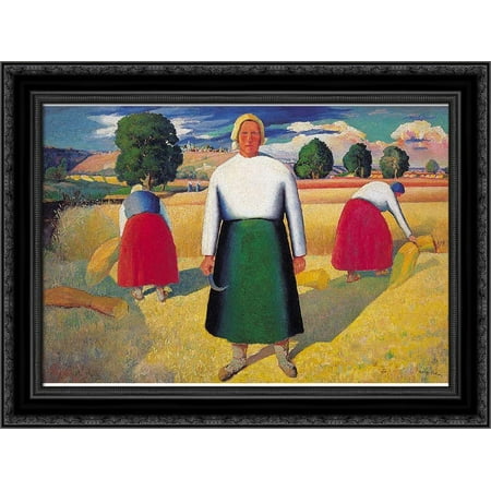 Reapers 24x20 Black Ornate Wood Framed Canvas Art by Malevich, Kazimir