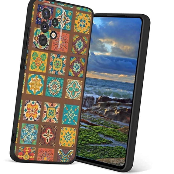 Mexican-Tile-Bohemian-1 Phone Case, Degined for Samsung Galaxy A52 5G Case Men Women, Flexible Silicone Shockproof Case for Samsung Galaxy A52 5G