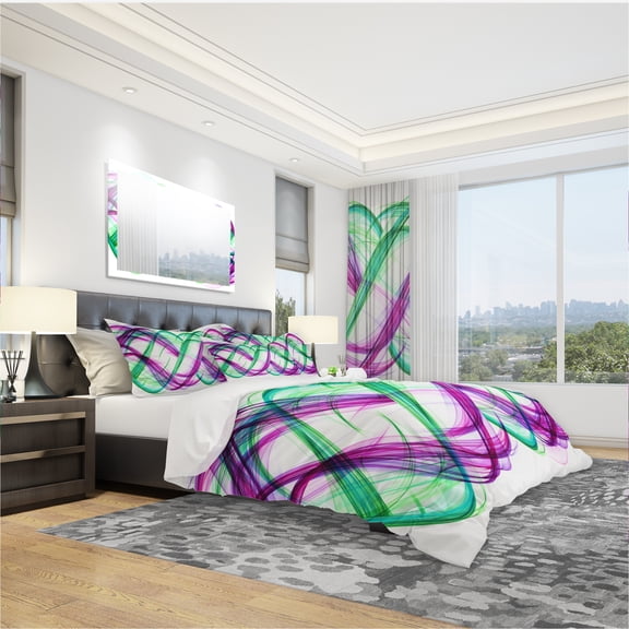 Designart 'Green and Purple Tango' Modern & Contemporary Duvet Cover Set