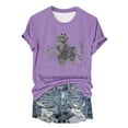 thumbnail image 2 of Sixuan Halloween Shirts for Women, Tshirts Womens Fall Fashion 2024 Plus Size Tops, Women'S Skeleton Crew Neck Print T Shirt, 2 of 4