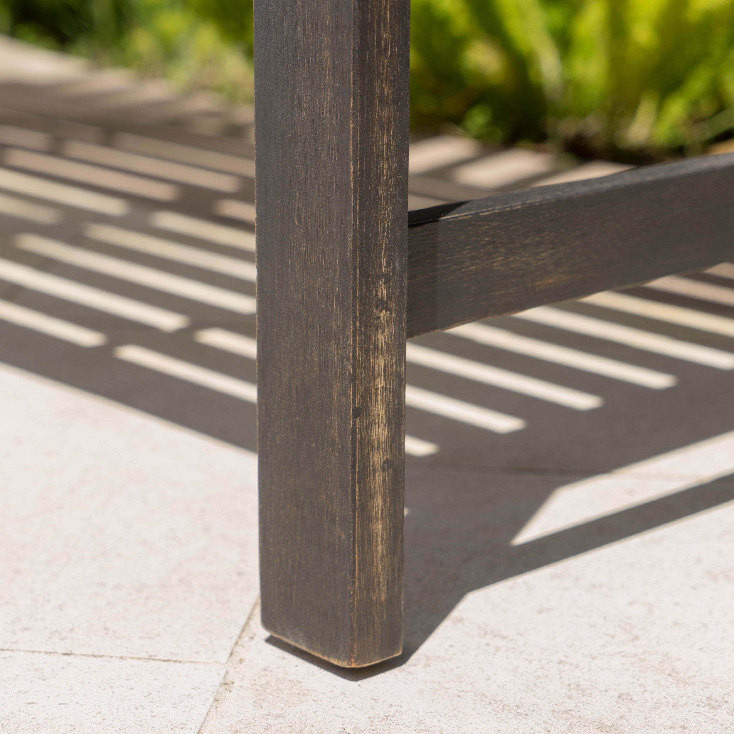 Noble House Lilo Outdoor Durable Acacia Wood Bench - Dark Grey