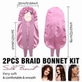 thumbnail image 3 of Extra Large Hair Long Silk Bonnet Cap With Elastic Satin Hair Band Comfortable Head Cover Night Sleep Hat For Sleeping Shower Blue, 3 of 6