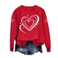 thumbnail image 4 of Sweatshirt for Women Graphic Heart Print Crewneck Long Sleeve Loose Fit Casual Pullover Tops Fashion Festive Heart Pattern Clothes for Daily Wear, 4 of 7