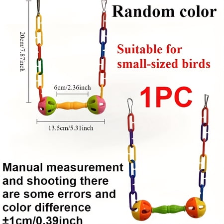 Multiple Quantity Options, Colorful Parrot Bell Swing Toy, Durable Plastic Hanging Chains Cage Accessory, Mental Stimulation & Exercise Safe Play Toy for Small Parrots