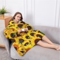 thumbnail image 5 of Oversized Wearable Blanket Hoodie,Green Leaf Sunflower Pattern Sherpa Blanket Hoodie with Super Pockets,Super Warm Fuzzy Pullover for Women & Men, 5 of 6