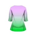 thumbnail image 6 of Htigea Plus Size Crew Neck 3/4 Sleeve T Shirts for Women Casual Loose Fit Tunic Tops Gradient Color Pullover Tee Green XXXXXL, 6 of 6