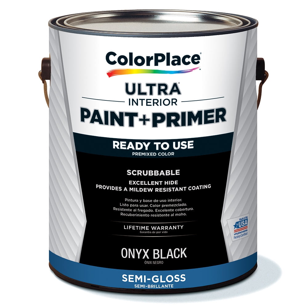 ColorPlace ULTRA Interior Paint & Primer, Onyx Black, SemiGloss, 1