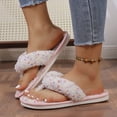 thumbnail image 5 of Qingpeng Womens Open Toe Thong Slippers Flat Plush House Shoes with Colorful Speckled Pattern for Indoor Home Winter Wear, 5 of 7