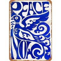 8 x 12 Metal Sign - Stylized Peace Now - Vintage Wall Decor Art