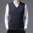thumbnail image 4 of Suéter de cachemira Chaleco de hombre Suéter de cuello en V Chaleco de punto holgado de talla grande para hombre de mediana edad, 4 of 5