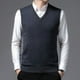 thumbnail image 4 of Suéter de cachemira Chaleco de hombre Suéter de cuello en V Chaleco de punto holgado de talla grande para hombre de mediana edad, 4 of 5
