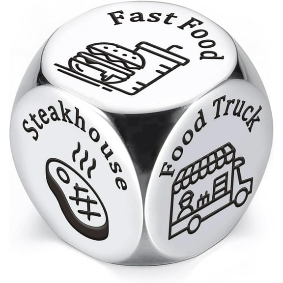 Food Date Night Decision Dice for Couples Anniversary Steel Gifts for Boyfriend Girlfriend Him Her Foodie Dice Makers Gifts for Women Men Valentines Birthday Christmas Wedding Gift Ideas