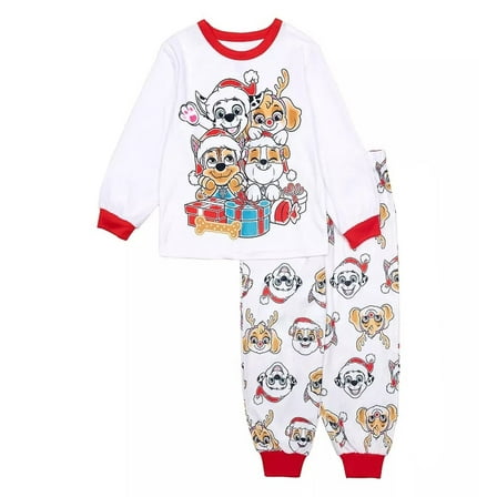 Paw Patrol Toddler Boy's Christmas Holiday Soft Velvety Polyester Pajama Set, Size 3T