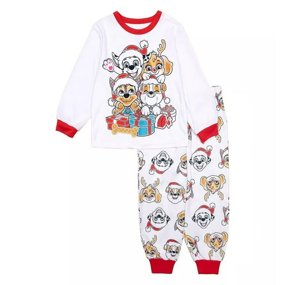 Paw Patrol Toddler Boy's Christmas Holiday Soft Velvety Polyester Pajama Set, Size 3T