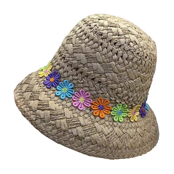 Circunferencia del sombrero: 50-54 cm, circunferencia de la cabeza pequeña, sombrero de paja, sombrero protector solar para mujer, sombrero de playa, sombrero de paja con flores pequeñas