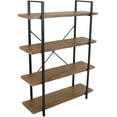 thumbnail image 2 of Sunnydaze 4-Tier Bookshelf - Industrial Style with Freestanding Open Shelves with Veneer Finish - Holds Books, Media, Storage Cubes, DVDs and More - North American Teak, 2 of 7