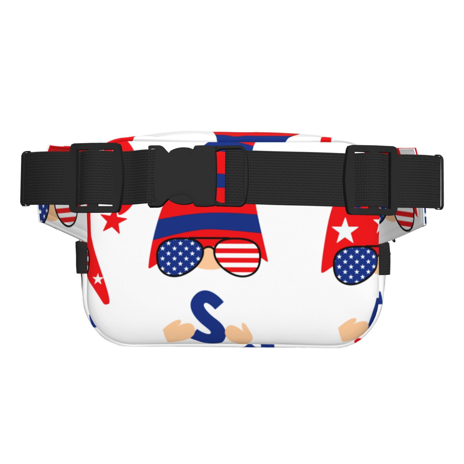 Picia 4th of July Gnomes Print Square Double-Layer Waist Bag Mini Adjustable Waist Belt Bag Exercise Running Travel Hiking