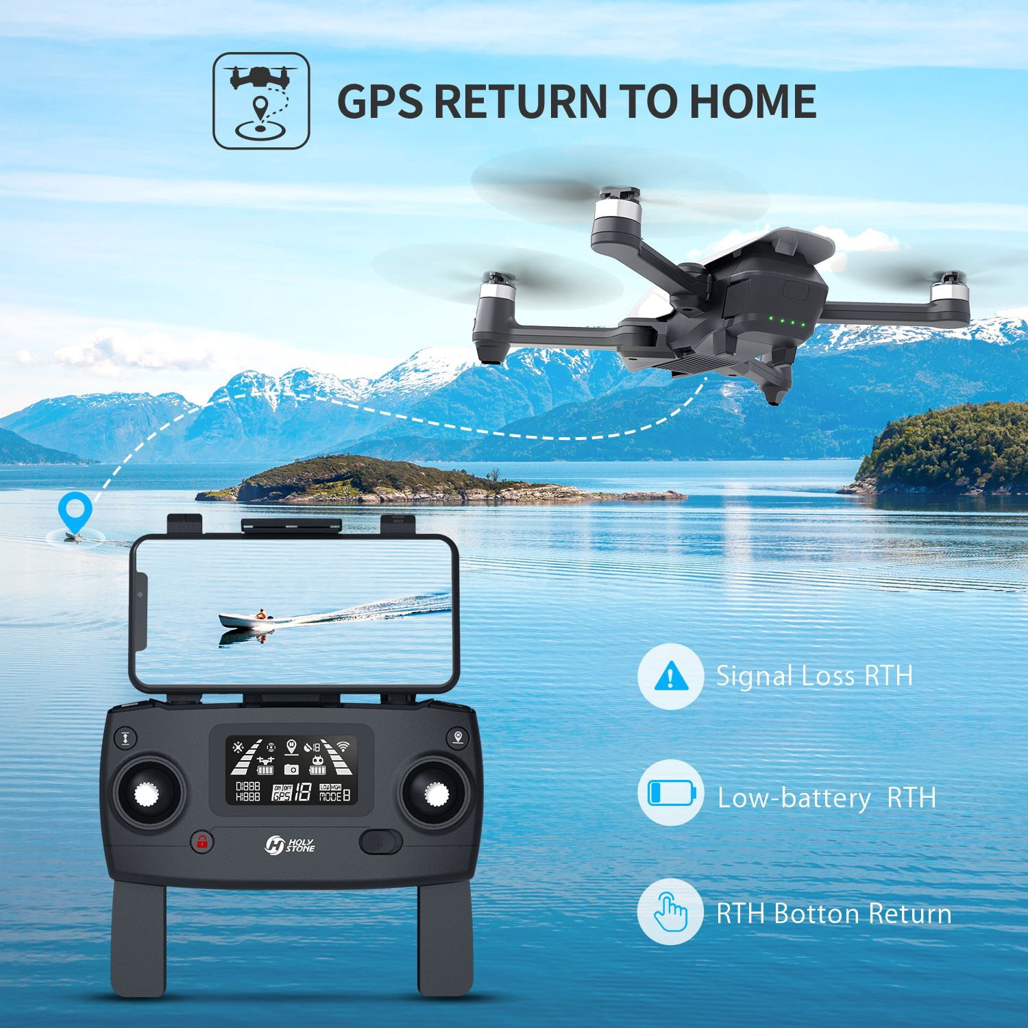Holy Stone HS710 GPS Drone with 4K Camera for Adults Brushless Motor 50 Mins Flight Time Color White
