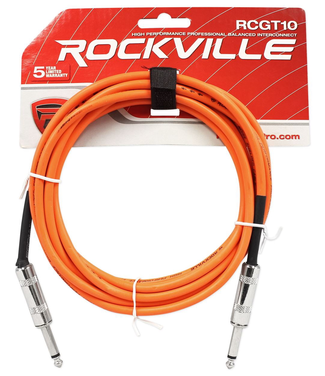 4 Rockville RCGT10O 10'  1/4" TS to 1/4'' TS Guitar/Instrument Cable
