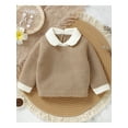 thumbnail image 2 of aturustex Infant Baby Boys Girls Cozy Knit Sweaters 0-9M Newborn Long Sleeve Pullover Lapel Collar Sweatshirts Contrast Color Thick Warm Knitwear Tops Toddler Fashion Casual Daily Fall Winter Clothes, 2 of 7