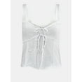 thumbnail image 5 of No Boundaries Flyaway Tie-Front Top with Scallop Lace Trim, Women's, 5 of 5