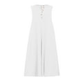 thumbnail image 1 of HBFAGFB Combinaisons pour Femmes Grande Taille Col Rond Décontracté Sans Manches Taille Haute Combinaisons Blanches Taille P, 1 of 8