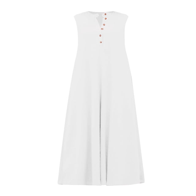 HBFAGFB Combinaisons pour Femmes Grande Taille Col Rond Décontracté Sans Manches Taille Haute Combinaisons Blanches Taille P