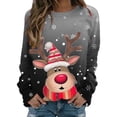 thumbnail image 1 of HNMKIU Chandail en Molleton Col Rond Femme Joyeux Noël Imprimé Col Rond Chandail Manches Longues Décontracté, 1 of 4