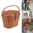 thumbnail image 1 of Sonducket Cesta delantera de bicicleta, cesta de mimbre para Picnic con tapa, asa de transporte, cesta de la compra Ciclismo, 1 of 6