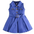 thumbnail image 2 of Purcolt Girls Button Shirt Dress Summer Casual Collared Sleeveless Sun Dress Comfortable Pleated A-line Dress with Belt and Pockets, 2 of 9