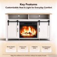 thumbnail image 3 of SESSLIFE 58" Fireplace TV Stand for TVs up to 65", Farmhouse Entertainment Center with Electric Fireplace, Sliding Barn Doors and Storage Cabinets, Washed White, 3 of 8