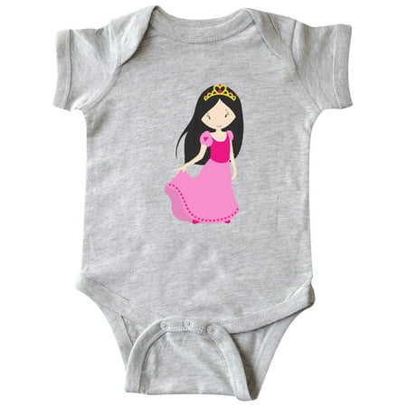 

Inktastic Cute Princess Black Hair Princess In Pink Dress Gift Baby Girl Bodysuit