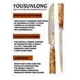 thumbnail image 7 of YOUSUNLONG Sakimaru Knife 8" - Japanese Sushi Knife - Handmade Copper Damascus Steel Carving Knives - Ultra Sharp Salmon Knife - Naturel Burl Wooden Handle with Leather, 7 of 7