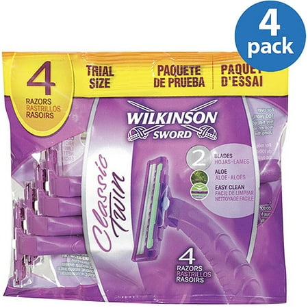 Wilkinson Sword Double Edge Classic Twin Razors, 4 count (Pack of 4)