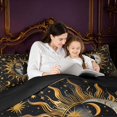 thumbnail image 4 of Homewish Hippie Sun Moon Twin Comforter Sets, Glitter Stars Bedding Set, Black Gold, Black Reversible 2 Pieces, 1 Comforter and 1 Pillowcase, 4 of 6
