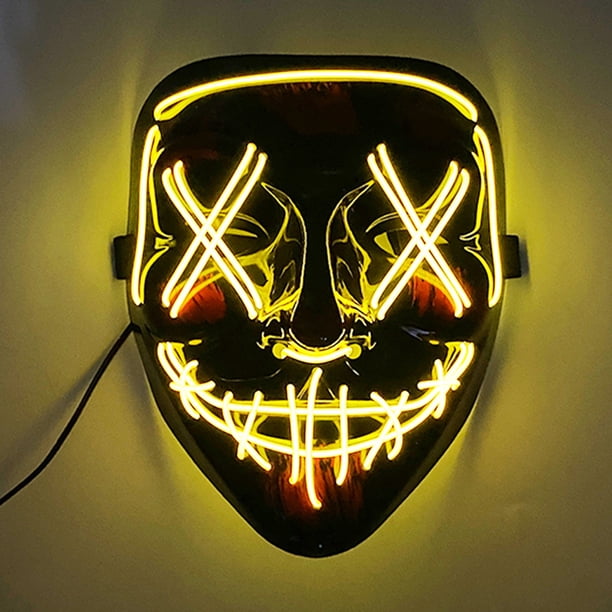 Máscara de fantasma de luz fría de Halloween 4 modos de iluminación Accesorios de disfraces para fiestas navideñas
