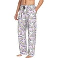 thumbnail image 2 of Uemuo Purple Rabbit Pattern Men's Wide Leg Palazzo Lounge Pants with Pockets Light Weight Loose Comfy Casual Pajama Pants-X-Large, 2 of 9