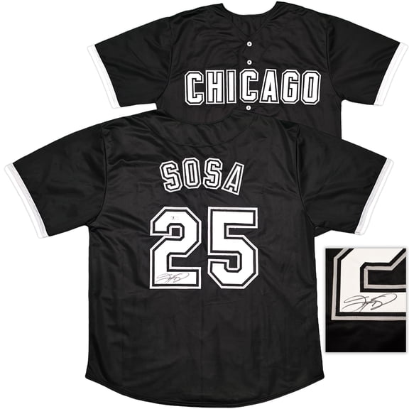 Chicago White Sox Sammy Sosa Autographed Black Jersey Beckett BAS Witness 245740