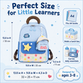 thumbnail image 2 of Lomyolo Kids Backpack for Girls 3-8, Small School Backpack for Preschool Kindergarten, Lightweight Toddler Backpack with Cartoon Patterns, Oxford Bookbag for Travel-BLUE, 2 of 7