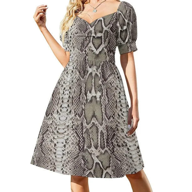 Vestido de manga corta con estampado de serpiente para mujer, vestido largo para mujer, vestido de dama de honor para mujer, estilo coreano.