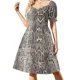 thumbnail image 2 of Vestido de manga corta con estampado de serpiente para mujer, vestido largo para mujer, vestido de dama de honor para mujer, estilo coreano., 2 of 7