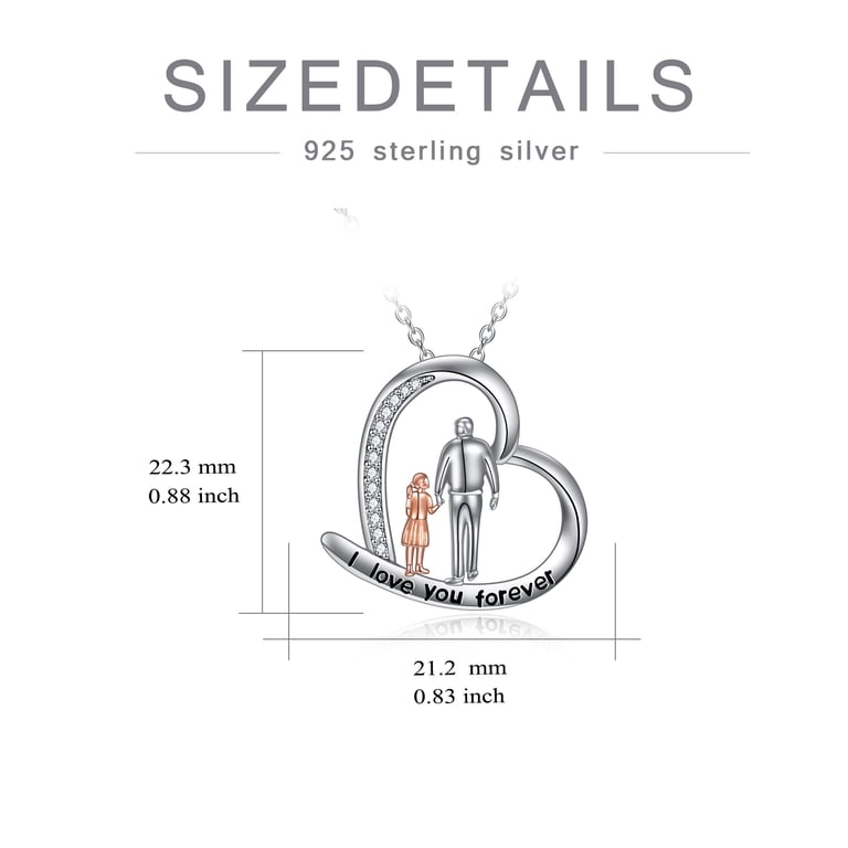 Family Theme Pave Heart Pendant Charm - 925 Sterling Silver With Cubic Zirconia