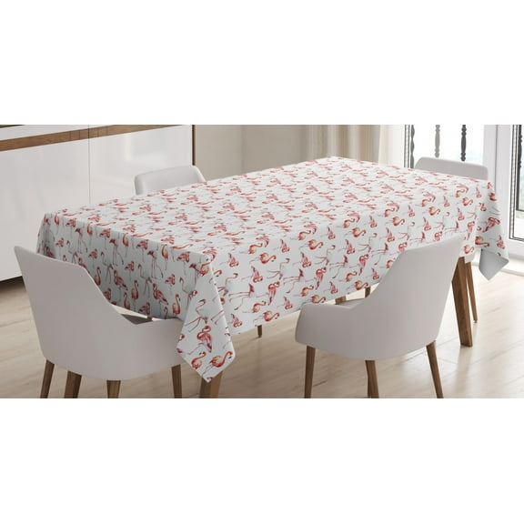 Ambesonne Flamingo Tablecloth Rectangular Table Cover, Hawaii Springtime, 60"x90", Orange Coral White