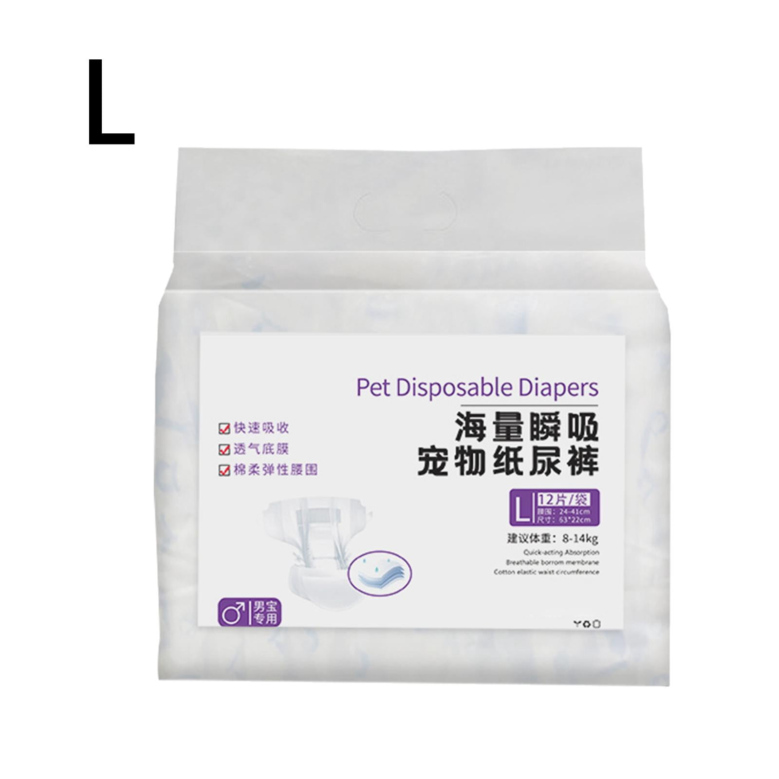 Dog Diaper Disposable Leakproof Nappies Comfort Puppy Accessories Soft Dog Wraps Pee Diapers Pet Diapers for Travel Outdoor Crate Kennel male L