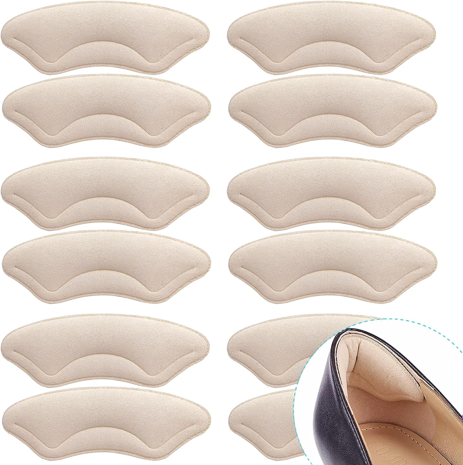 6 Pairs Heel Cushion Pads Soft Shoe Grips Liners SelfAdhesive Foot