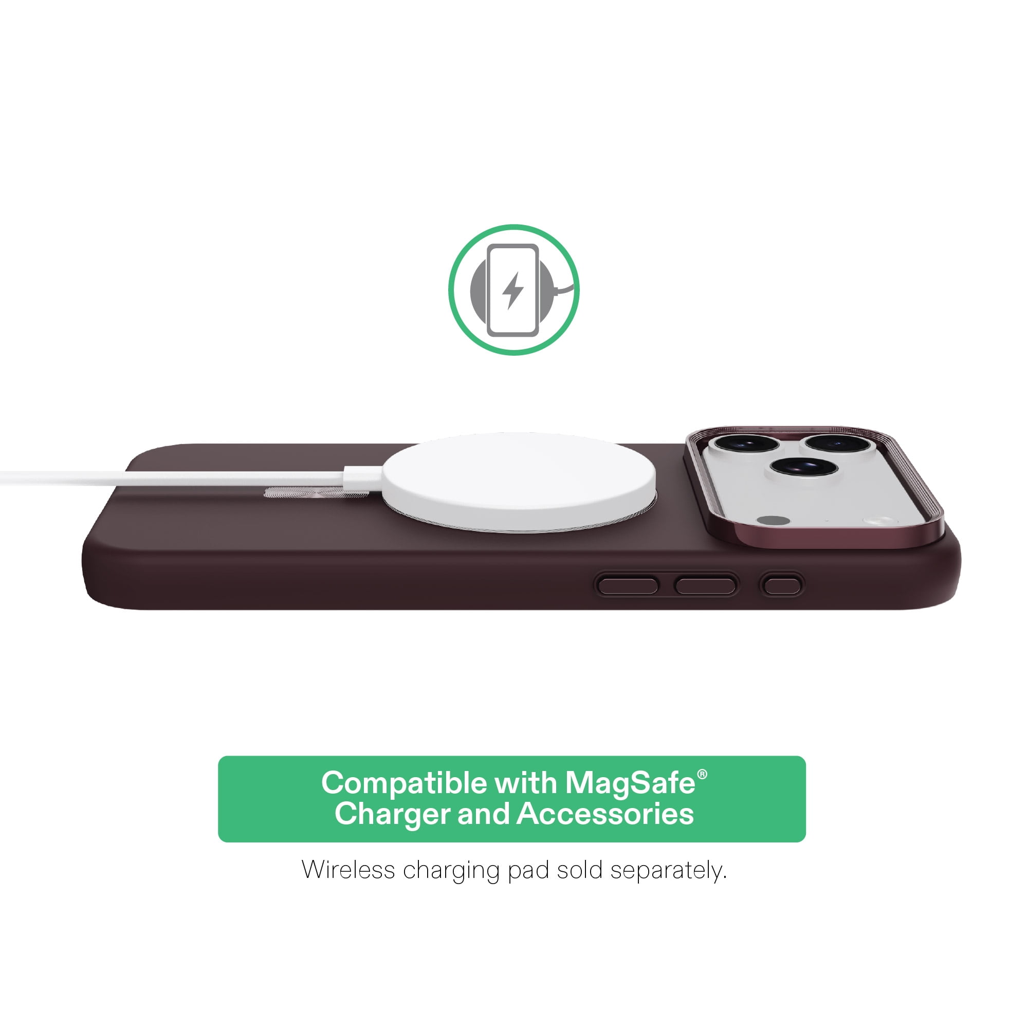 onn Soft Touch Phone Case for iPhone 18 Pro / 17 Pro, MagSafe Compatible - Plum Chocolate